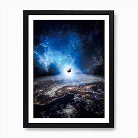 Astronaut Falling On Earth Art Print