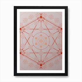 Geometric Abstract Glyph Circle Array in Tomato Red n.0110 Art Print