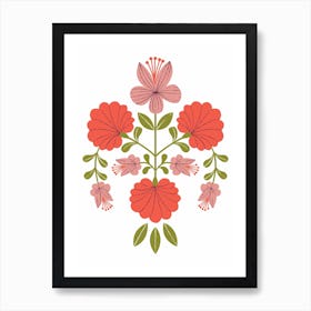 Floral Emblem Reds Art Print