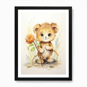 Crafting Watercolour Lion Art Painting 2 Art Print