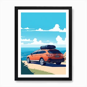 A Subaru Outback In The French Riviera Car Illustration 4 Art Print