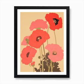 Poppies Flower Big Bold Illustration 4 Art Print