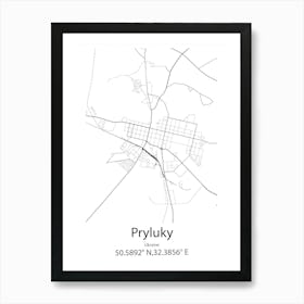 Pryluky,Ukraine Minimalist Map Art Print