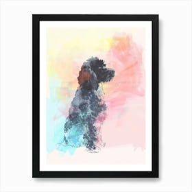 Irish Water Spaniel Dog Pastel Watercolour Illustration Art Print