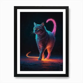 Neon Cat 4 Art Print