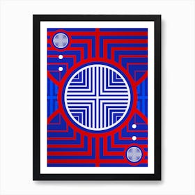 Geometric Abstract Glyph in White on Red and Blue Array n.0066 Art Print