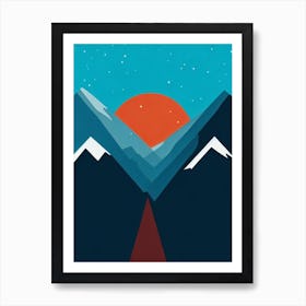 Les Diablerets, Switzerland Modern Illustration Skiing Poster Art Print