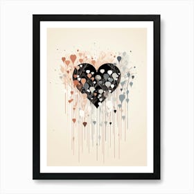 Black & Cream Line Heart 2 Art Print