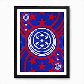 Geometric Abstract Glyph in White on Red and Blue Array n.0026 Art Print