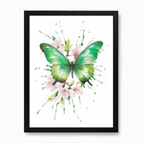 Butterfly And Cherry Blossoms Art Print