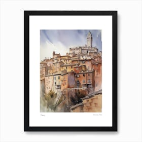 Siena, Tuscany, Italy 4 Watercolour Travel Poster Art Print