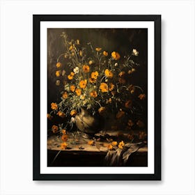 Baroque Floral Still Life Buttercup 3 Art Print