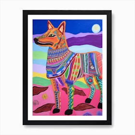 Maximalist Animal Painting Dingo 3 Art Print