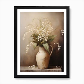 Lily Of The Valley, Autumn Fall Flowers Sitting In A White Vase, Farmhouse Style 2 Art Print