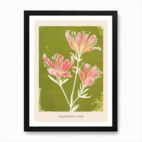 Pink & Green Kangaroo Paw 1 Flower Poster Art Print
