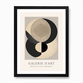 Galerie D'Art Abstract Geometric Circle Beige And Black 2 Art Print