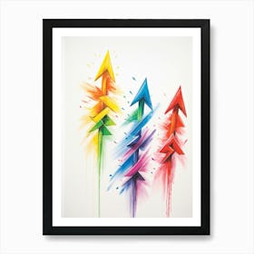 Arrows Composed Of Chalk And Crayon Strokes Floating Whimsically Against A Stark White Background (3) Art Print