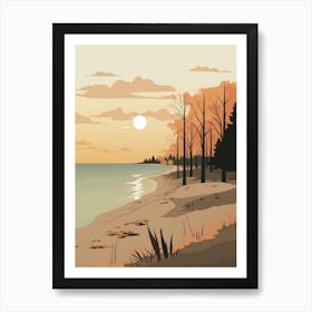 Autumn , Fall, Landscape, Inspired By National Park in the USA, Lake, Great Lakes, Boho, Beach, Minimalist Canvas Print, Travel Poster, Autumn Decor, Fall Decor 13 Art Print