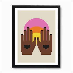 Retro Love Hands 1 Art Print