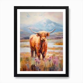 Colourful Impressionism Style Painting Of A Highland Cow 2 Art Print