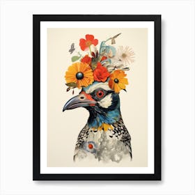 Bird With A Flower Crown Finch 3 Art Print