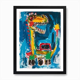 Abstract Dinosaur Paint Splash In Car 1 Art Print