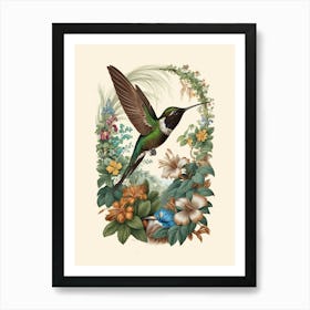 Hummingbird botanical flower beauty 17 Art Print