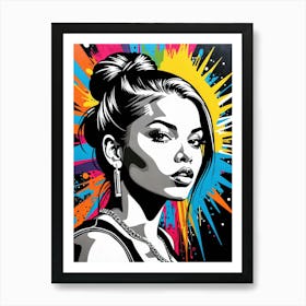 Graffiti Mural Of Beautiful Hip Hop Girl 17 Art Print