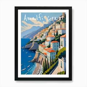 Amalfi Coast Italy Travel Poster Fauvist Style Painting Art Print