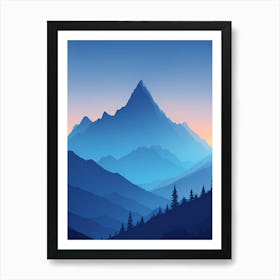 Misty Mountains Vertical Composition In Blue Tone 198 Art Print