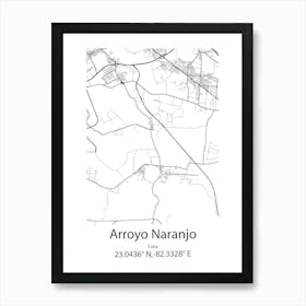 Arroyo Naranjo,Cuba Minimalist Map Art Print