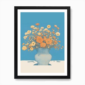 Orange Flowers In A Vase Art Print