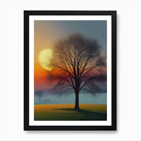 Sunset In The Field Art Print
