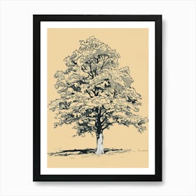 Oak Tree Minimalistic Drawing 2 Art Print