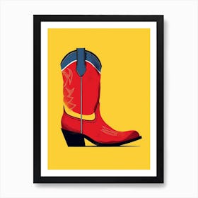 Cowgirl Boots Bright Colours Illustration 1 Art Print