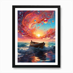 Boat In The Ocean 1 Art Print