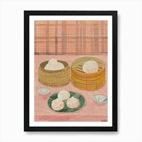 Pink Breakfast Food Dim Sum 1 Art Print