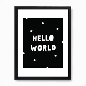 Hello World Black Super Scandi Kids Art Print