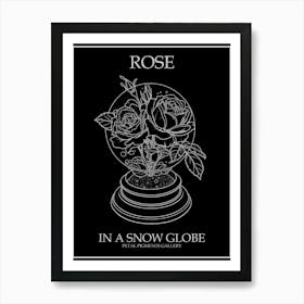 Rose In A Snow Globe Line Drawing 4 Poster Inverted Art Print