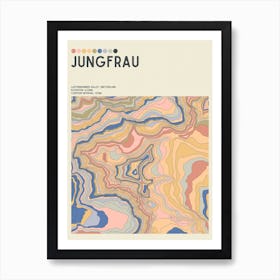 Jungfrau Switzerland Topographic Contour Map Art Print
