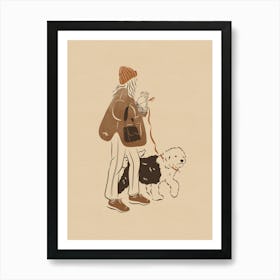 Latte Run With Dog Art Print