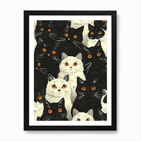 Perfectly Repeatable Artwork With Cute Cat Faces 47 Art Print