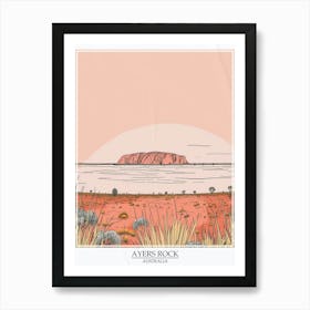 Ayers Rock Australia Color Line Drawing 3 Poster Art Print