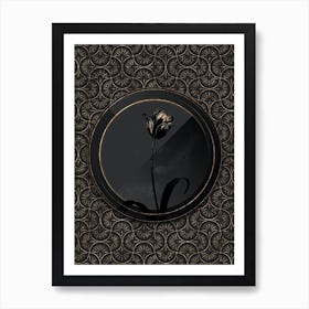 Shadowy Vintage Didier's Tulip Botanical on Black with Gold 1 Art Print