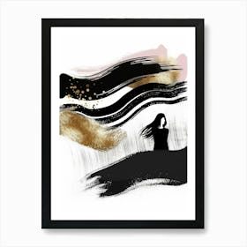 Woman In Black And Gold 5 Art Print