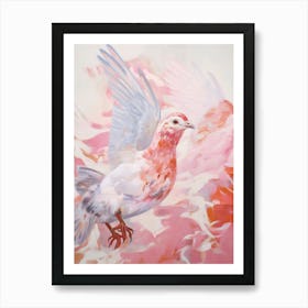 Pink Ethereal Bird Painting Partridge Art Print