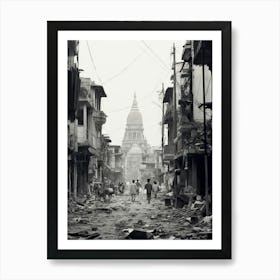 Yangon, Myanmar, Black And White Old Photo 1 Art Print