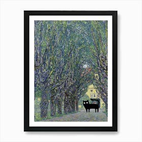 Cats In Famous Gardens Klimt Allee At Schloss Kammer Art Print