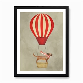 Dachshund With Hot Airballoon Art Print