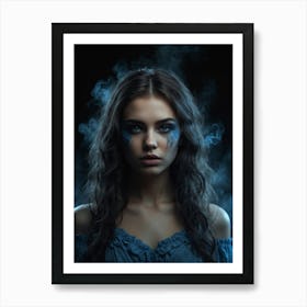 Beautiful Woman With Smoke Art Print